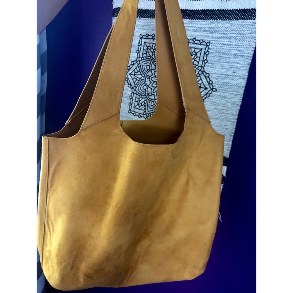 Yellow Faux Suede Shoulder Bag